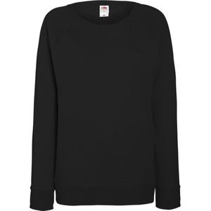 Fruit OF The Loom Dames Getailleerd lichtgewicht raglan sweatshirt (240 GSM) (Zwart)