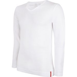 Undiemeister - T-shirt - T-shirt heren - Slim fit - Longsleeve - Gemaakt van Mellowood - V-Hals - Chalk White (wit) - Anti-transpirant - L