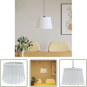 The Living Store Plafondlampenkap - natuurlijk riet - 40 x 26 cm - wit