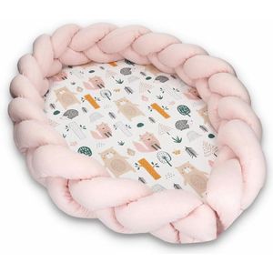 Babynestje met bumper Draagbare Babynest - Co- Sleeper  Baby Bed Accessoires - Met Strikjes - Inclusief Bumper Rand - Verschoonmat - Veilig slapen - Roze