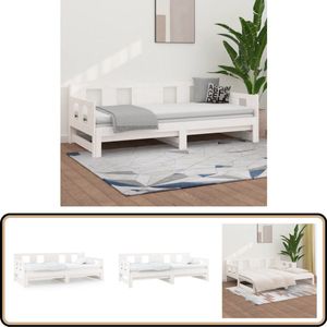 vidaXL Uitschuifbare Slaapbank - Massief Grenenhout Slaapbank - Bankslaap - Tweepersoonsbed - Houten Bed - Grenenhouten Meubels