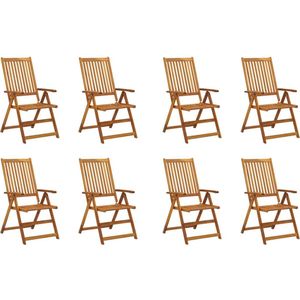 vidaXL Tuinstoelen 8 st inklapbaar met kussens Tuinstoelen - Acacia Hout - Vintage Design - Tuinset - Outdoor Furniture