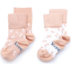KipKep baby sokjes Roze: bio Blijf-Sokjes - Maat 6-12 maanden - Party Pink - roze - strikjes