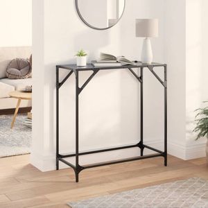vidaXL Wandtafel met zwart glazen blad 80x35x81 cm staal - Wandtafel - Wandtafels - Bijzettafel - Console Tafel
