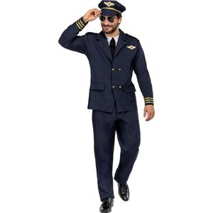 FUNIDELIA Piloot Kostuum voor mannen - Maat: S - Donkerblauw