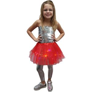 Tutu - Kinder petticoat - Met gekleurde lichtjes - Rood - Ballet rokje