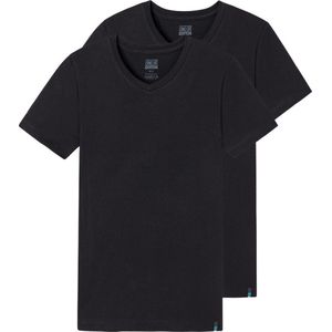 Schiesser Heren t-shirt met V-hals 2 pack Long Life Cotton - Zwart - Maat L