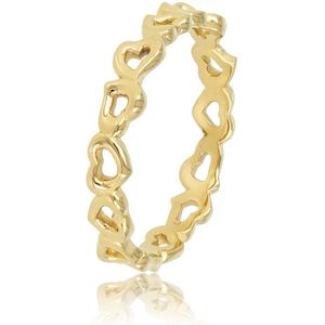 My Bendel Ring goudkleurig met hartje - Goudkleurige ring met open hartjes patroon - Met luxe cadeauverpakking