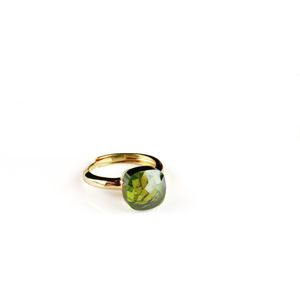 Ring in zilver geelgoud verguld model pomellato kaki groene steen