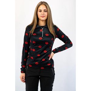 Falcon Dames Ilya - Wintersportpully Voor Dames - Zwart/Rood - Maat XL