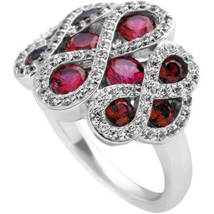 Diamonfire - Zilveren ring met steen Maat 17.0 - Infinity - Pave - Rood