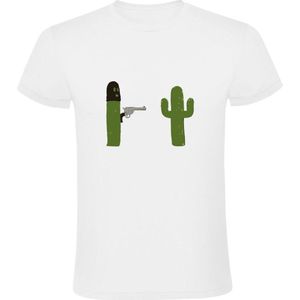 Cactus met geweer Heren T-shirt | wilde westen | gangster | woestijn | boef | Wit