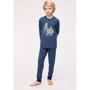 Woody pyjama jongens/heren - blauw gestreept - kalkoen - 232-10-PZL-Z/917 - maat 152