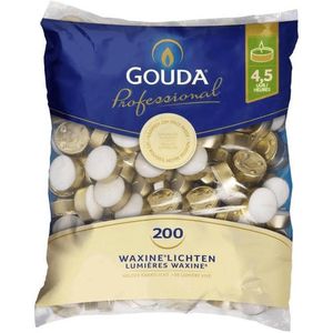 Gouda Theelichten - 4,5uur - Wit (200 stuks) - waxinelichten