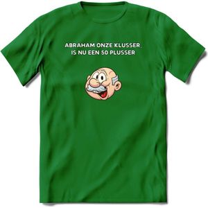 Abraham onze klusser T-Shirt | Grappig Abraham 50 Jaar Verjaardag Kleding Cadeau | Dames – Heren - Donker Groen - S