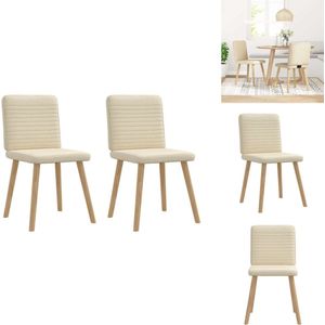 vidaXL Eetkamerstoel - Eetkamerstoelen - Dinerstoel - Stoel - Eetkamerstoelen 2 st stof crèmekleurig
