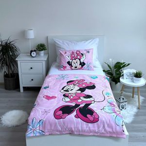 Dekbedovertrekset, Minnie Mouse Flowers, 100 x 135 cm + 40 x 60 cm, 100% katoen