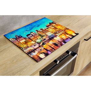 Inductiebeschermer - Amsterdamse Grachtenpand - 70x50 cm - Inductiebeschermer - Inductie Afdekplaat Kookplaat - Inductie Mat - Anti-Slip - Keuken Decoratie - Keuken Accessoires