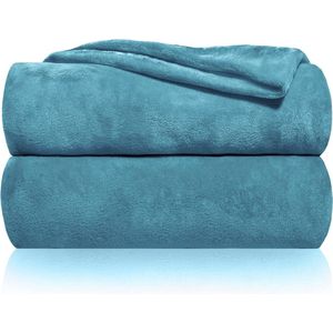 knuffeldeken fluffy & super zacht - hoge kwaliteit fleece deken ook perfect als woondeken, sprei, sofa deken & zomerdeken geschikt - elegante gooideken voor sofa & bank (Turquoise, 200x150 cm)