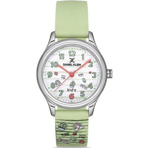 Daniel Klein DK.1.13181-6 - Horloge - Analoog - kinderen - Meisje - siliconen band - Rond - Groen - Zilverkleurig