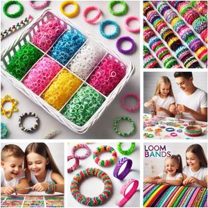 Loombandjes - Loom - kleuren mix - 6 zakjes met elk 600 bandjes - 3600stuks met weefhaak en S-clips