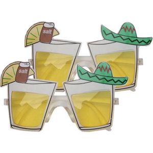 4x stuks mexico feest/party bril met tequila glazen - Carnaval party brillen