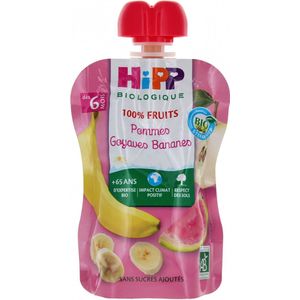 HiPP 100% Fruit Biologische Appel Guave Banaan Fles Vanaf 6 Maanden 90 g