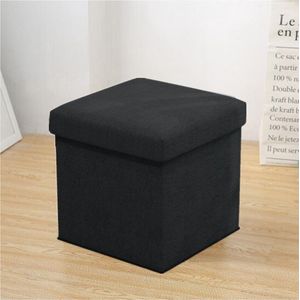 Opvouwbare opbergkist-voetenbank- zitkruk met opbergruimte -zwart 37 * 37 * 37cm
