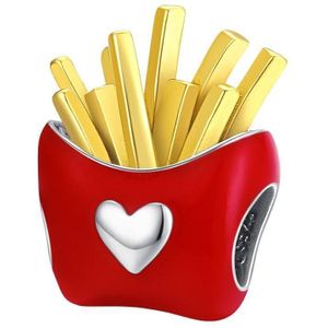 Friet liefde hart bedel | patat frietjes love bead | Zilverana | geschikt voor alle bekende merken | 925 zilver | moederdag