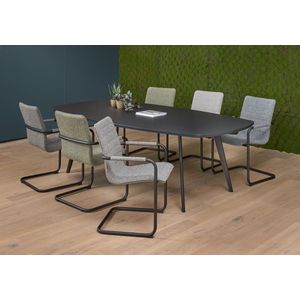 Vergadertafel Victory Deens Ovaal 4-poots 240x120cm frame Antraciet (Ral 7016) blad Havanna