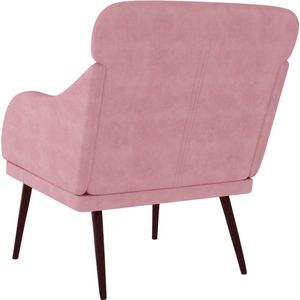 vidaXL Fauteuil - Fluweel - Roze - 63x76x80 cm Fauteuil - Fauteuils - Armstoel - Ligstoel