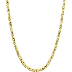 Lucardi - Kinder Gerecycled zilveren goldplated collier koningsschakel - Ketting - 925 Zilver - Goudkleurig - 45 cm