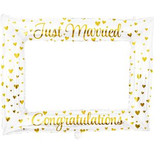 Huwelijk Photo Frame - Just Married - Goud-Wit