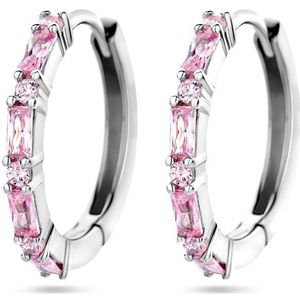 Zilver Gerhodineerd Klapoorringen Roze Zirkonia 1338727