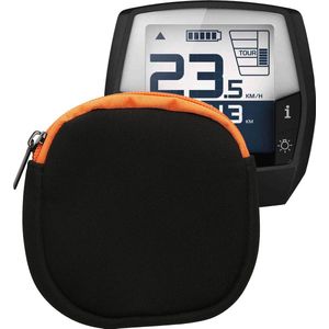 kwmobile hoesje voor e-bike display - Waterdichte display cover elektrische fiets - Van neopreen in mat zwart / oranje