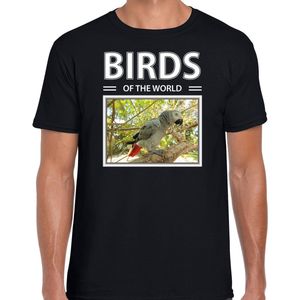 Dieren foto t-shirt Grijze roodstaart papegaai - zwart - heren - birds of the world - cadeau shirt Papegaaien liefhebber XXL