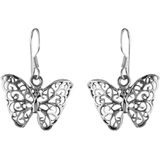 Zilveren oorbellen | Hangers | Zilveren oorhangers, vlinder
