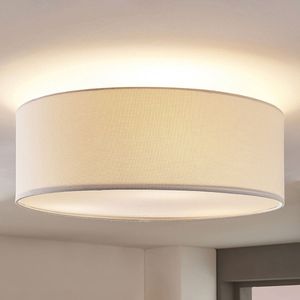 Lindby - plafondlamp - 3 lichts - stof, metaal - H: 18 cm - E27 - wit, chroom