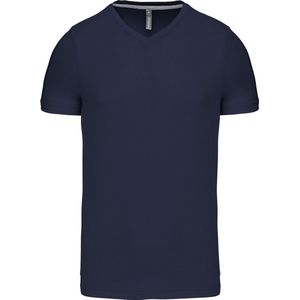Donkerblauw T-shirt met V-hals merk Kariban maat XL