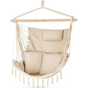 Outtec® Hangstoel met 3 Kussens - 100x130x75cm, tot 140 kg - Boho Fringed Fauteuil, Zitzak, Schommel - voor Buiten, Tuin, Balkon, Huis