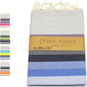 XXL Fouta Hamamdoek - 100 x 200 cm - 100% Katoen - Blauw-Donkerpaars