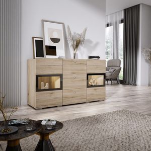 Meubel Square - Dressoir Belix - Eiken Sanremo - Commode met LED-verlichting