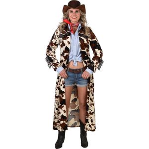 Magic By Freddy's - Cowboy & Cowgirl Kostuum - Cowgirl Momma Horsepower Vrouw - Bruin, Wit / Beige - Small / Medium - Carnavalskleding - Verkleedkleding