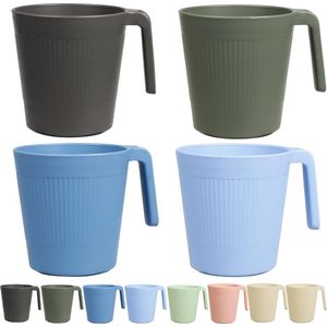 Cup with Henke, Reusable 500 ml Plastic Coffee Cups, 8 Drinking Cups for Zip, Party, Picnic, Camping, Cups without Melamine for Water, Milk, Tea, Dishwasher and Microwave Safe