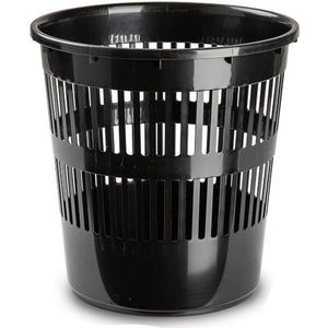 Plasticforte Afvalbak/vuilnisbak/kantoor prullenbak - plastic - zwart - 28 cm