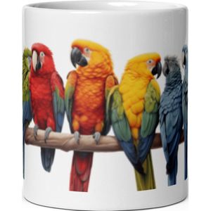 Tropical Birds - Koffie & Thee Mok 325 ml| koffiemok cadeau| | Theemok cadeau| Mok cadeau| Koffie Beker| Thee Beker| Koffie Kop| Thee Kop| Tropische Vogels Mok| Vogel Mok| Dieren Mok