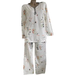 FINE WOMAN® 2311 Gevoerde Pyjama XL 40-42 wit/grijs