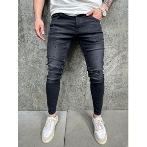 Mannen Stretchy Ripped Skinny Jeans Vernietigd Hole Slim Fit Denim Hoge Kwaliteit Jeans - W40