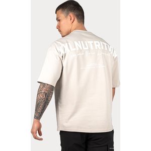 XXL Nutrition - Premium Oversized Tee - T-shirt, Sportshirt Heren, Shirt Fitness - Sand - Katoen - Oversized Fit - Maat S