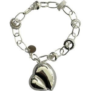 Zilveren Armband (925 Sterling) - Heart - Schakelarmband - Dames - Lieve Jewels